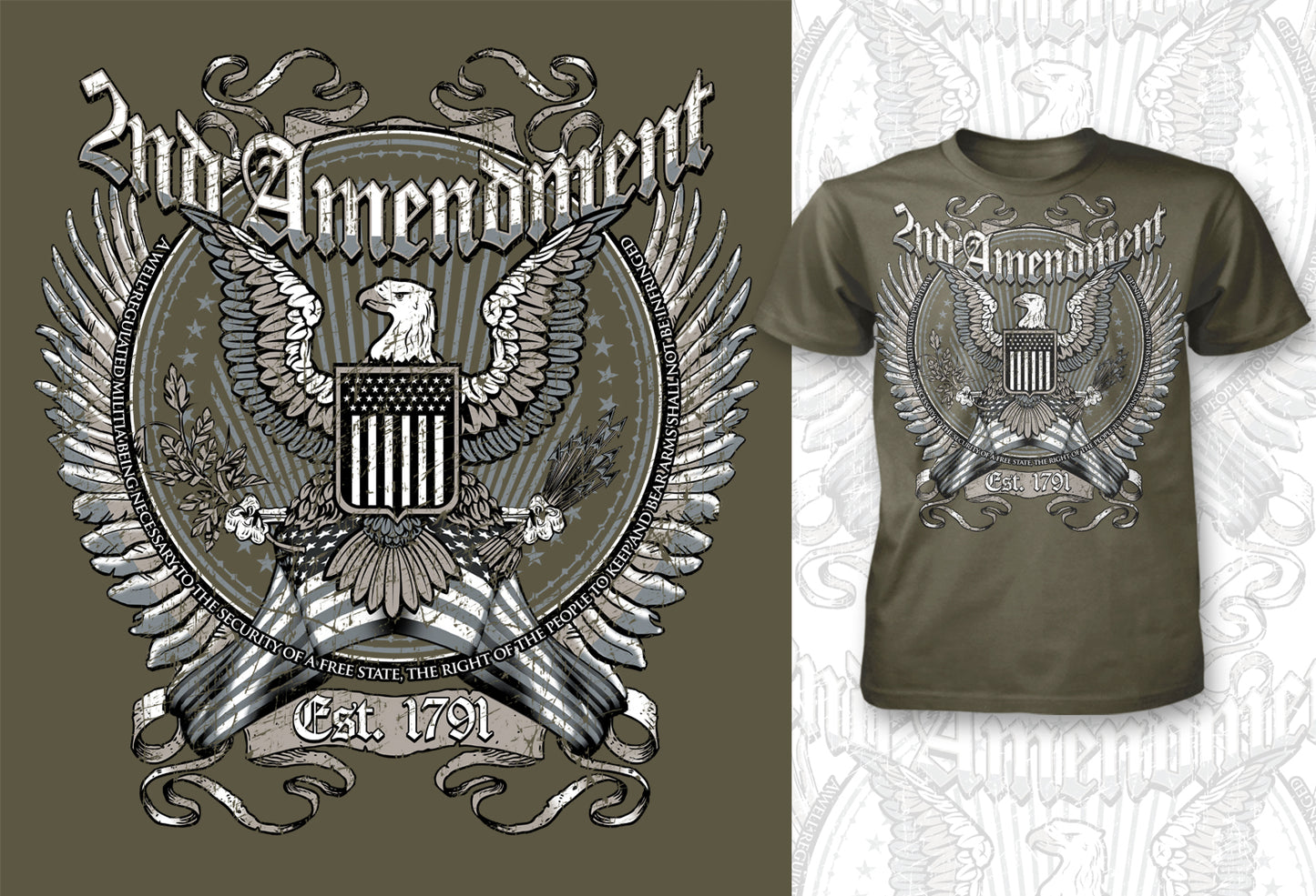 2nd Amendment Eagle Tee - Military Green