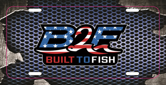 Built to Fish / License Plate - Blue