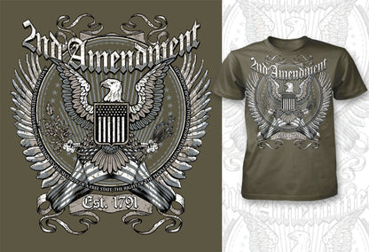 2nd Amendment Eagle Tee - Military Green