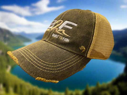 Built to Fish / Distressed Snapback Cap
