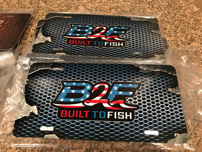 Built to Fish / License Plate - Blue
