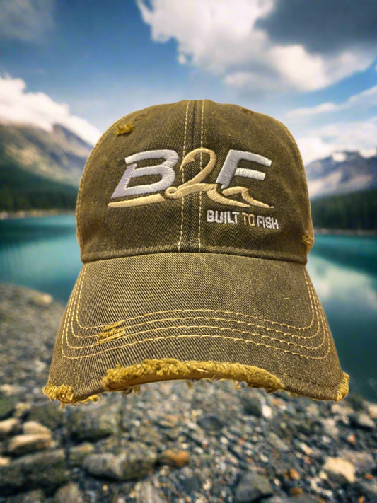 Built to Fish / Distressed Snapback Cap